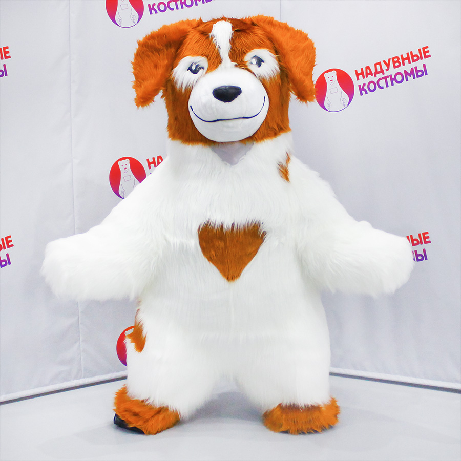 Надувной костюм собаки с сердечками