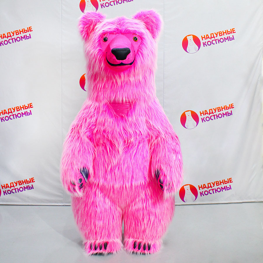 Надувной костюм розового медведя